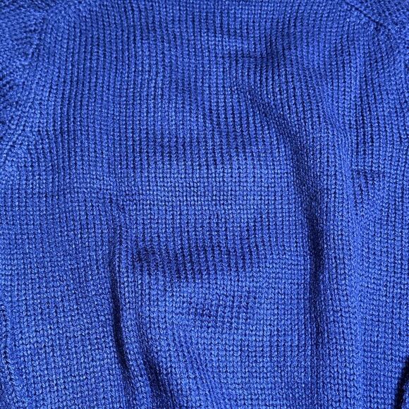 Vintage GAP Chunky Knit V Neck Sweater 1970s Size Large Navy Blue - Picture 5 of 5